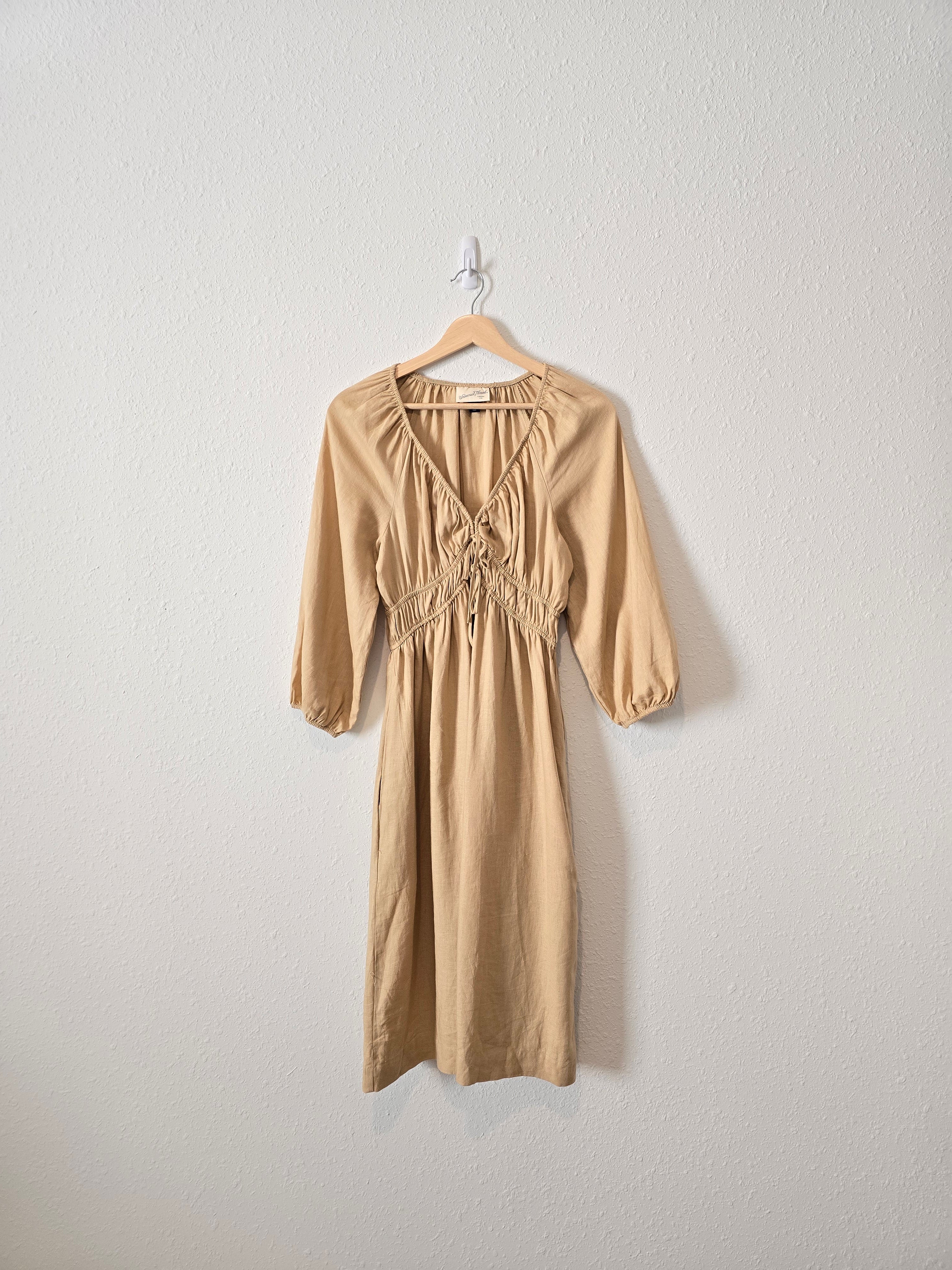 Linen Smocked Midi Dress (XS)