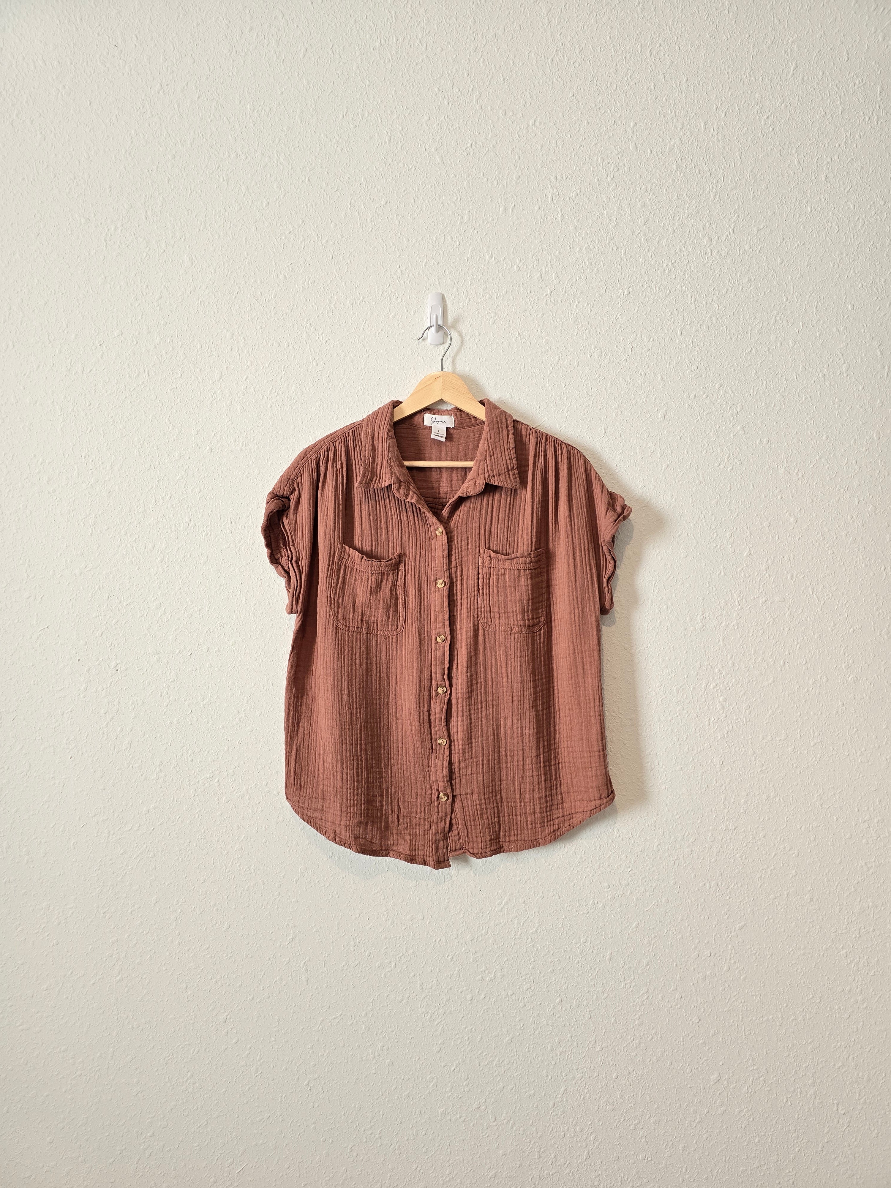 Cotton Gauze Button Up (L)