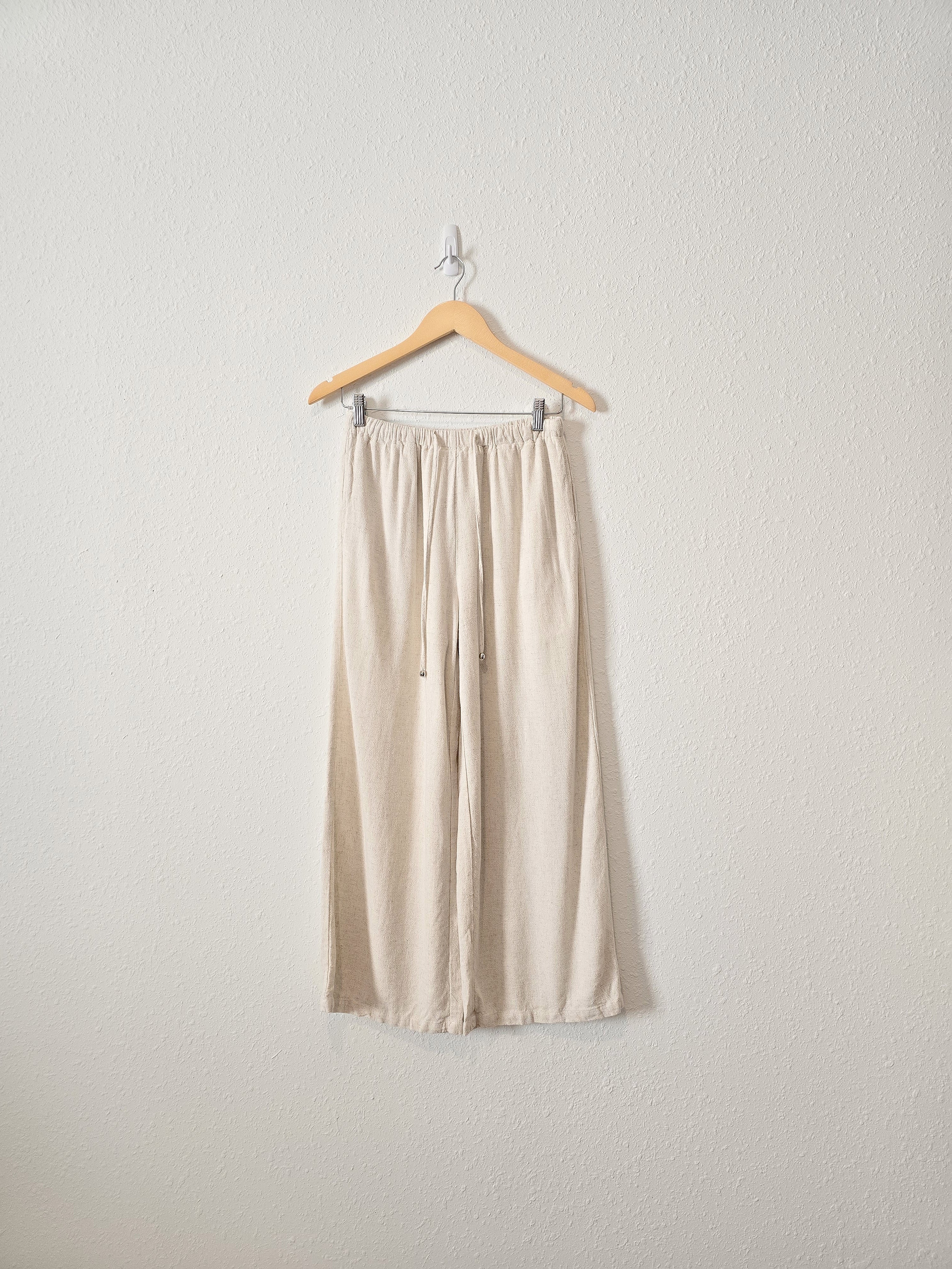 Wide Leg Linen Blend Pants (S)