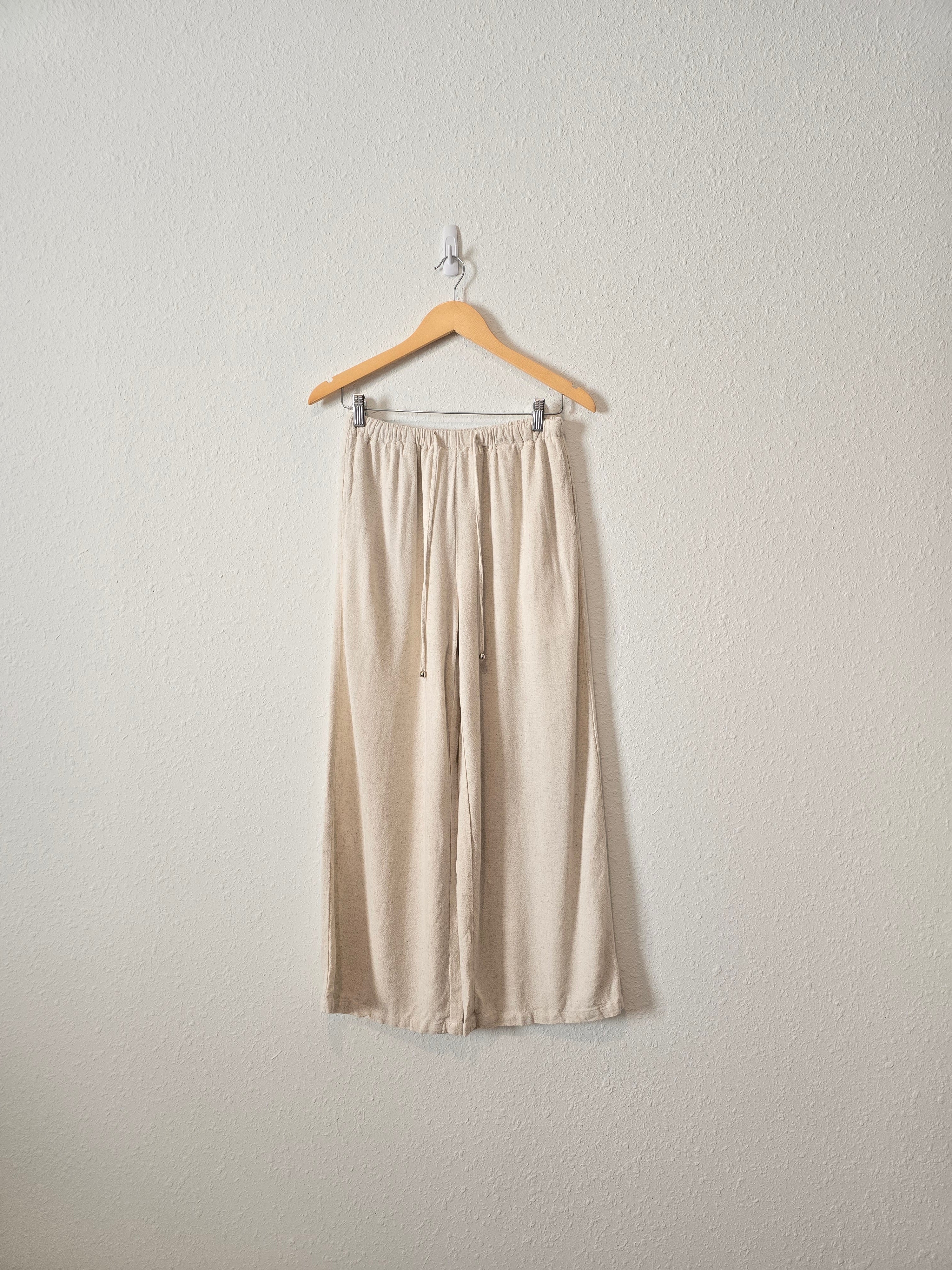 Wide Leg Linen Blend Pants (S)