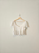 White Eyelet Ruffle Top (S)