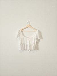 White Eyelet Ruffle Top (S)