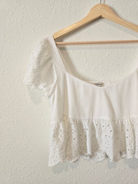 White Eyelet Ruffle Top (S)