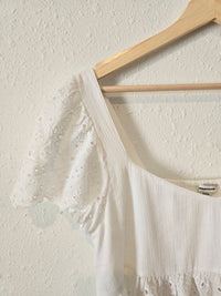 White Eyelet Ruffle Top (S)