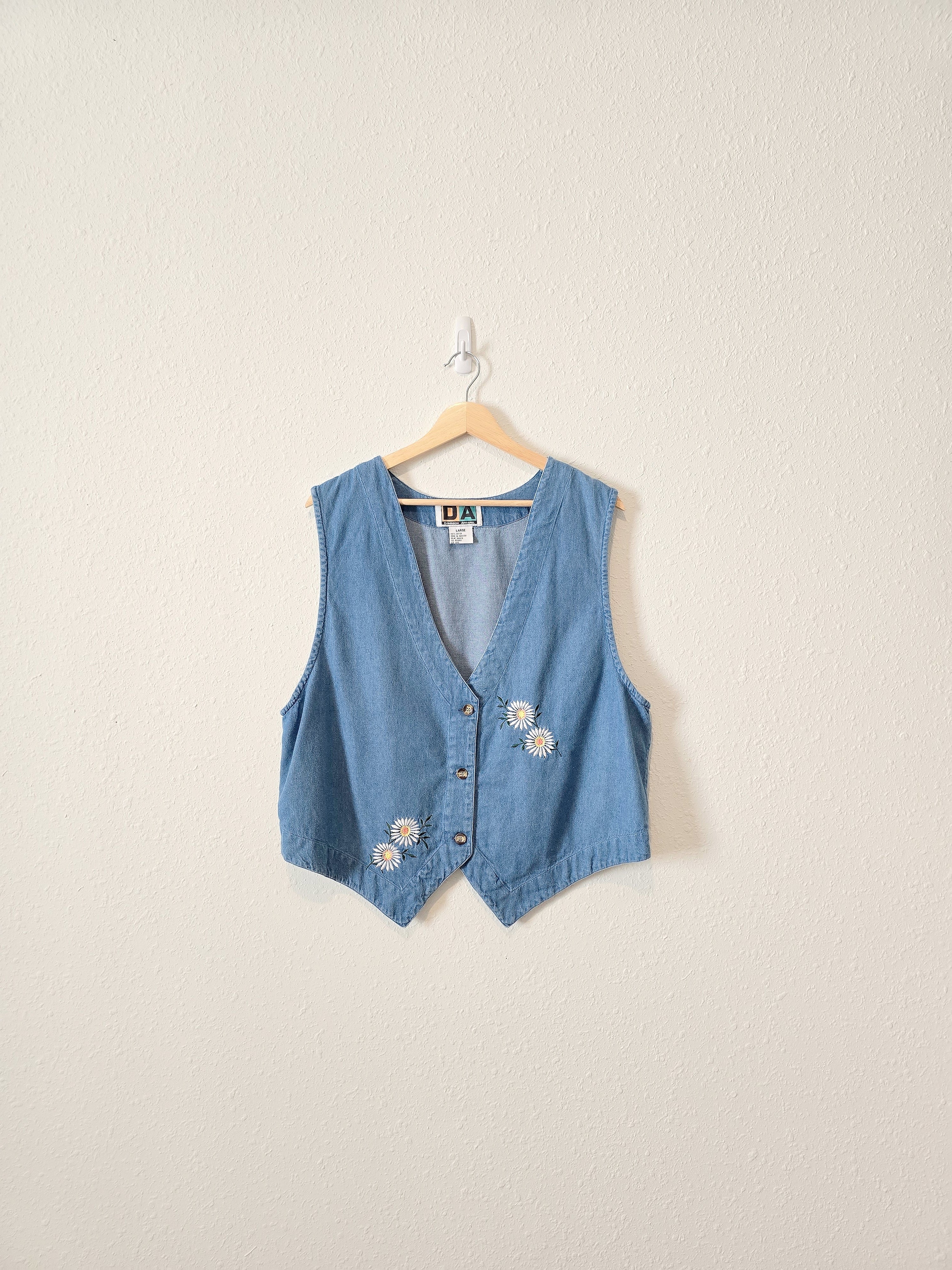 Vintage Daisy Denim Vest (L)