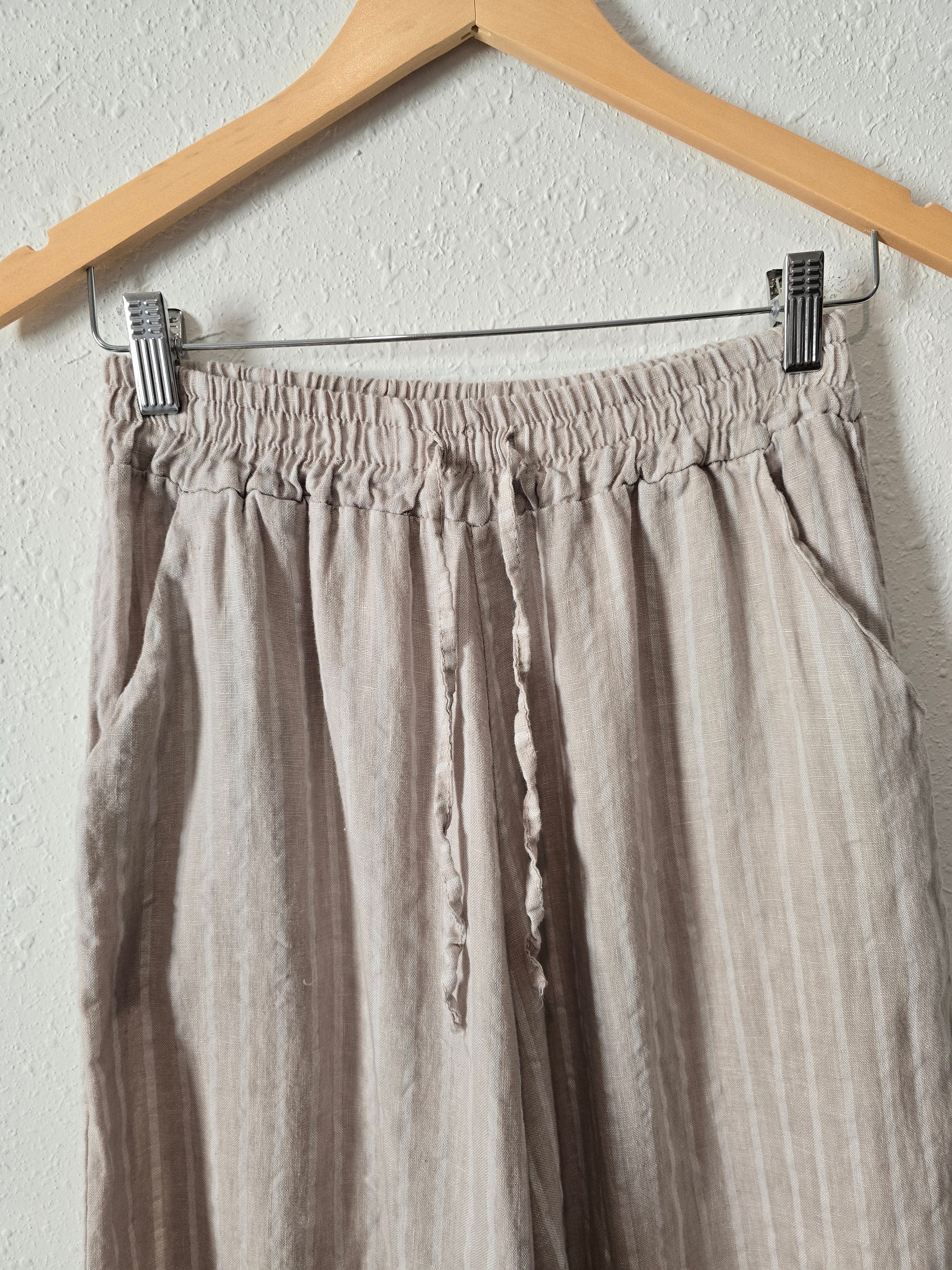 Striped Linen Wide Leg Pants (XS-M)