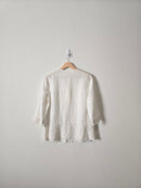 Linen Eyelet Button Up Top (XS)