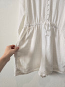 Aerie White Puff Sleeve Romper (XL)