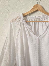 J.Crew White Textured Top (L)