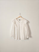 White Ruffle Coastal Blouse (1X)