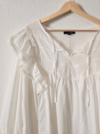 White Ruffle Coastal Blouse (1X)