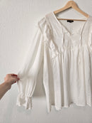 White Ruffle Coastal Blouse (1X)