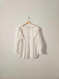 White Ruffle Coastal Blouse (1X)