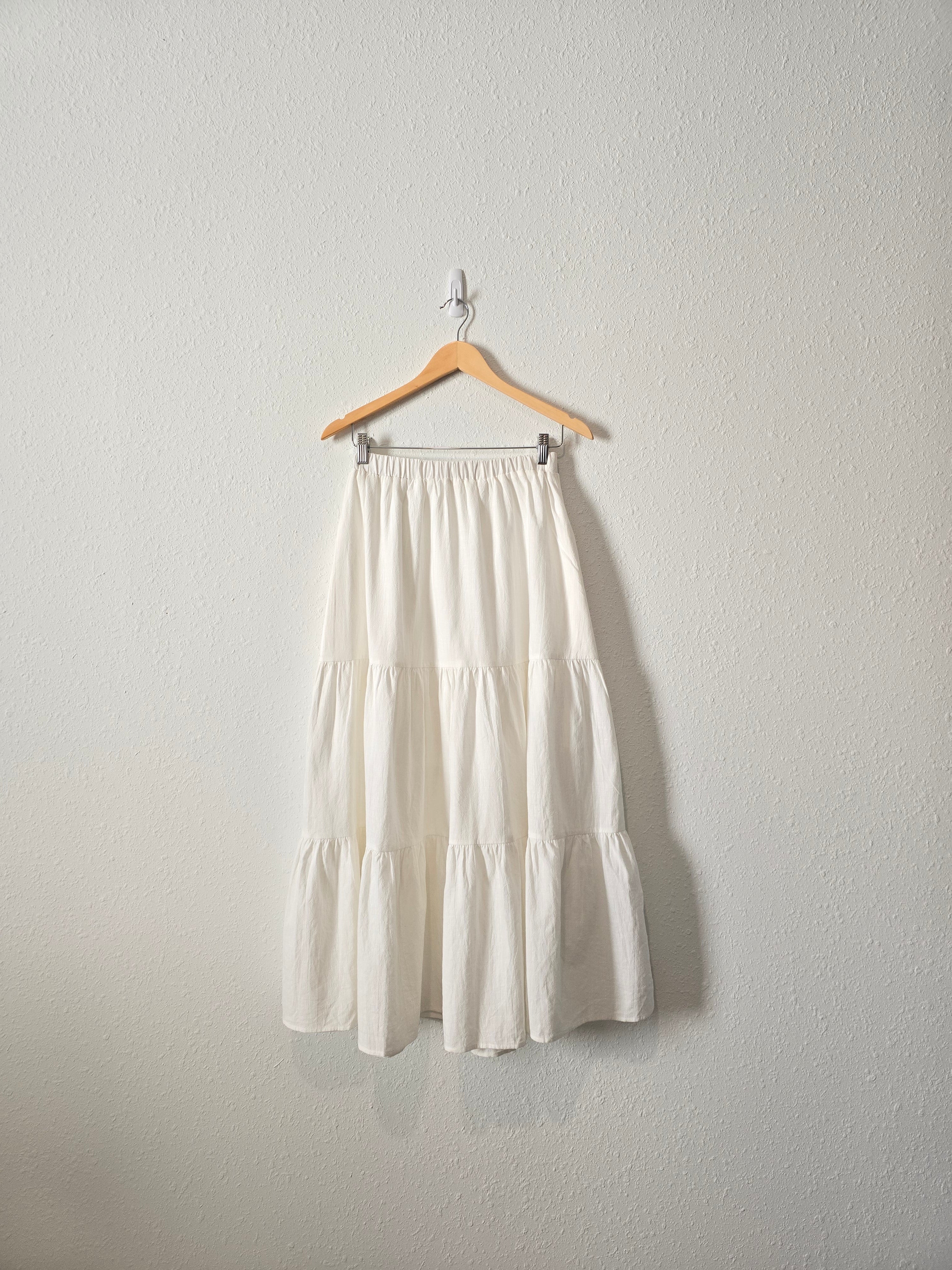 White Tiered Maxi Skirt (M)