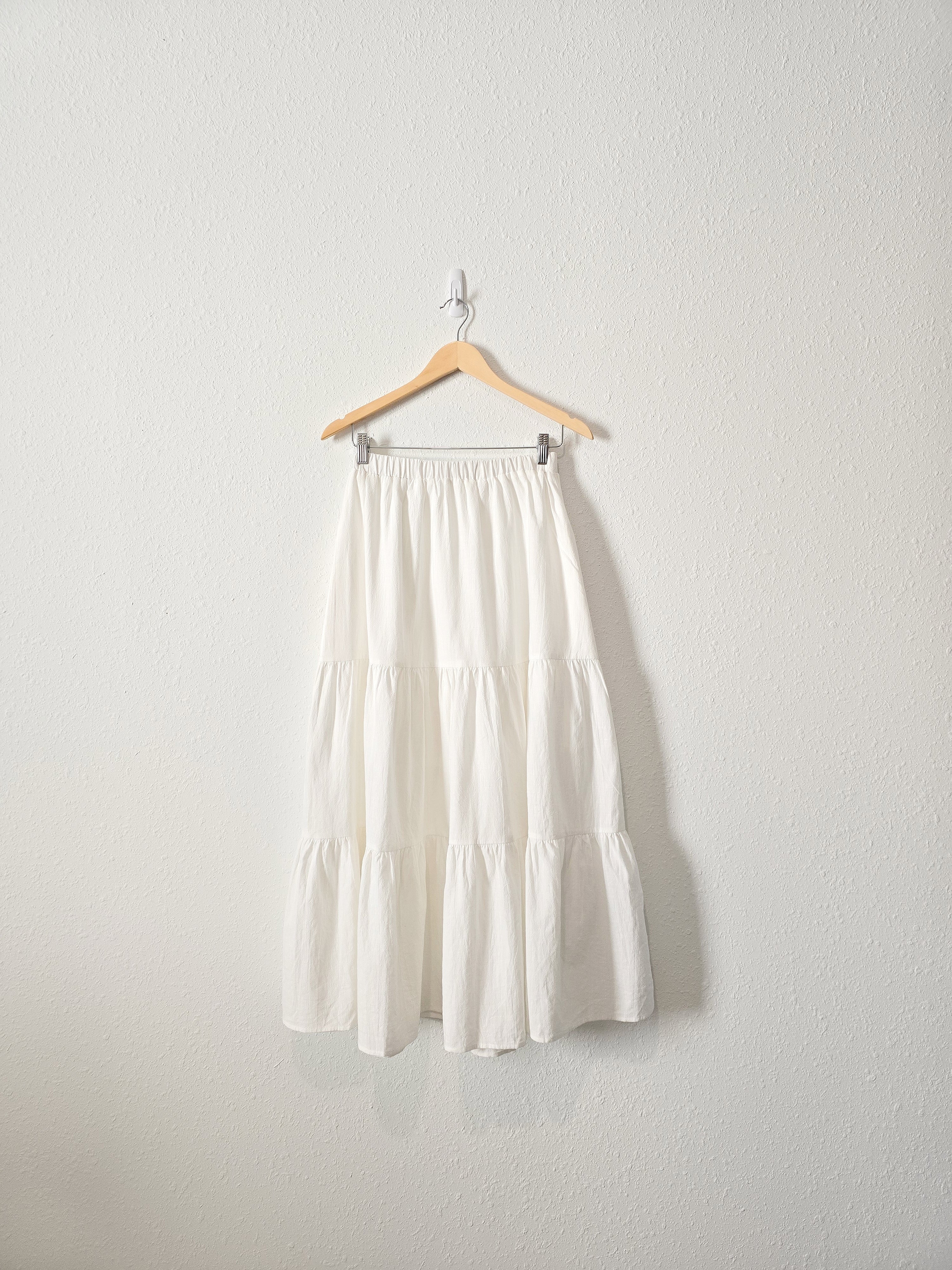 White Tiered Maxi Skirt (M)