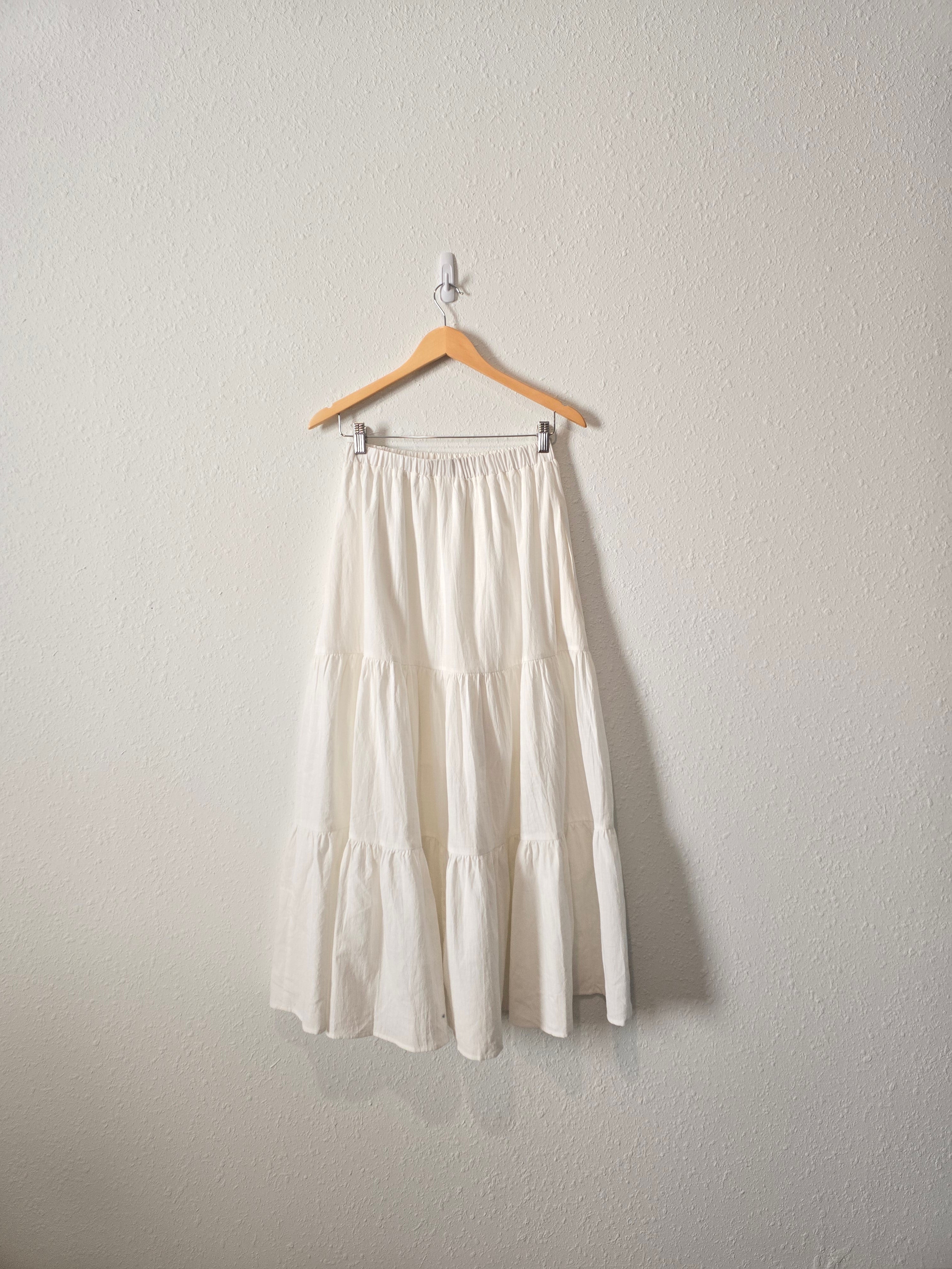 White Tiered Maxi Skirt (M)