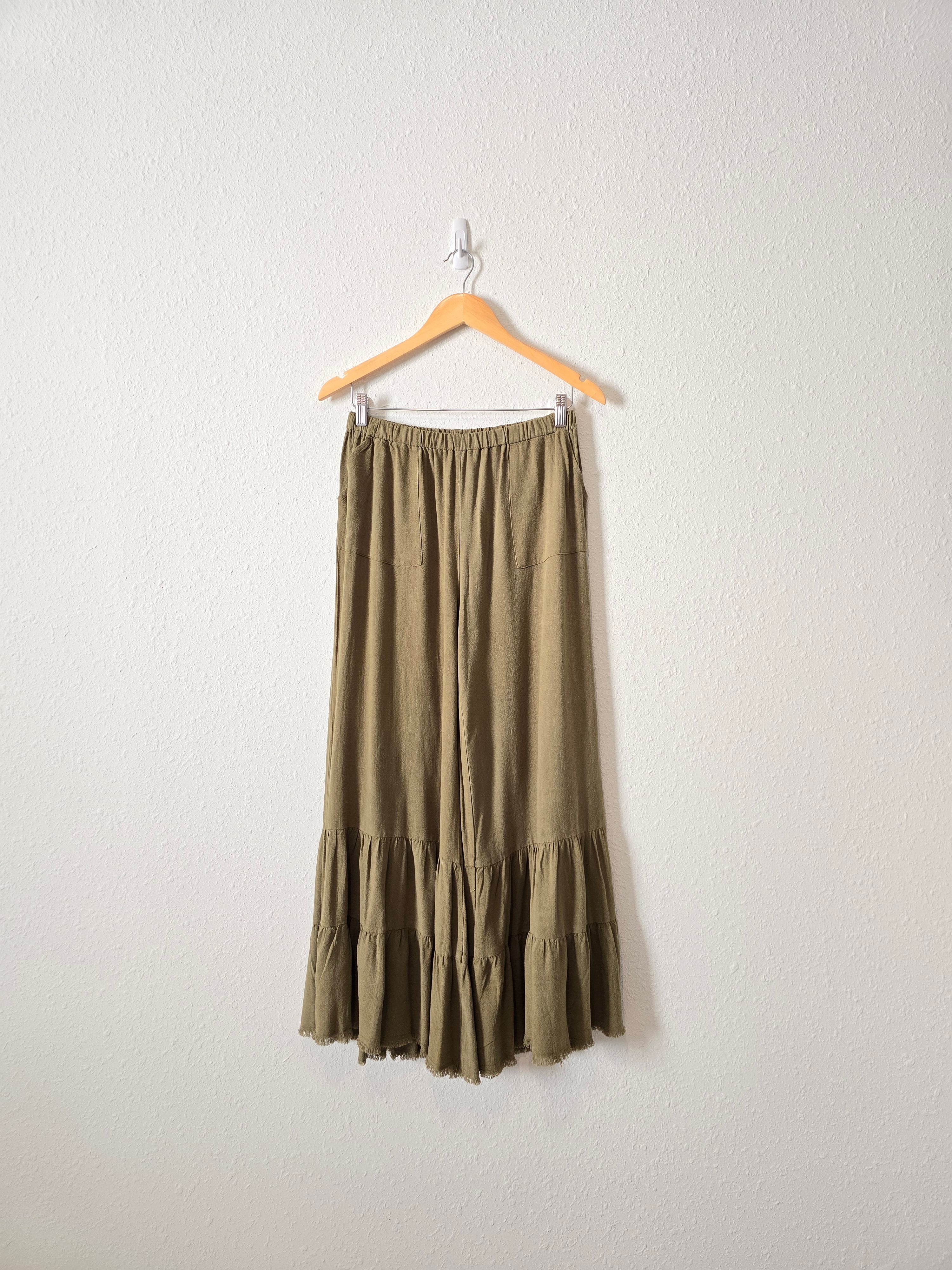 Umgee Ruffle Wide Leg Pants (S)