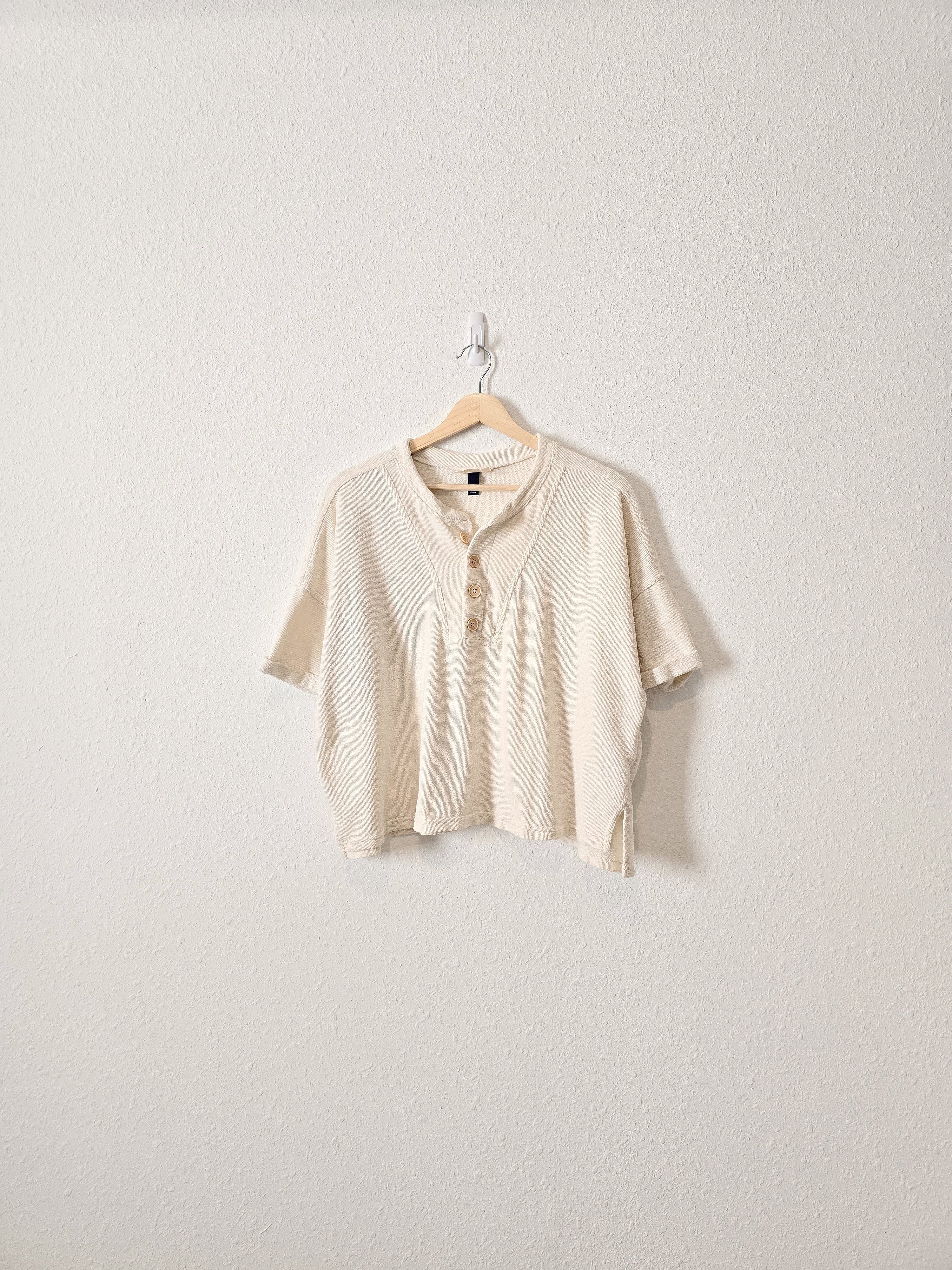 Cream Textured Henley Tee (XL)