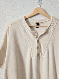 Cream Textured Henley Tee (XL)