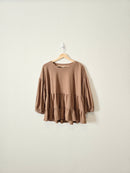 Brown Textured Babydoll Top (S)