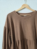 Brown Textured Babydoll Top (S)