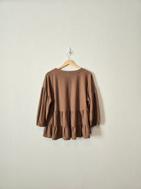 Brown Textured Babydoll Top (S)