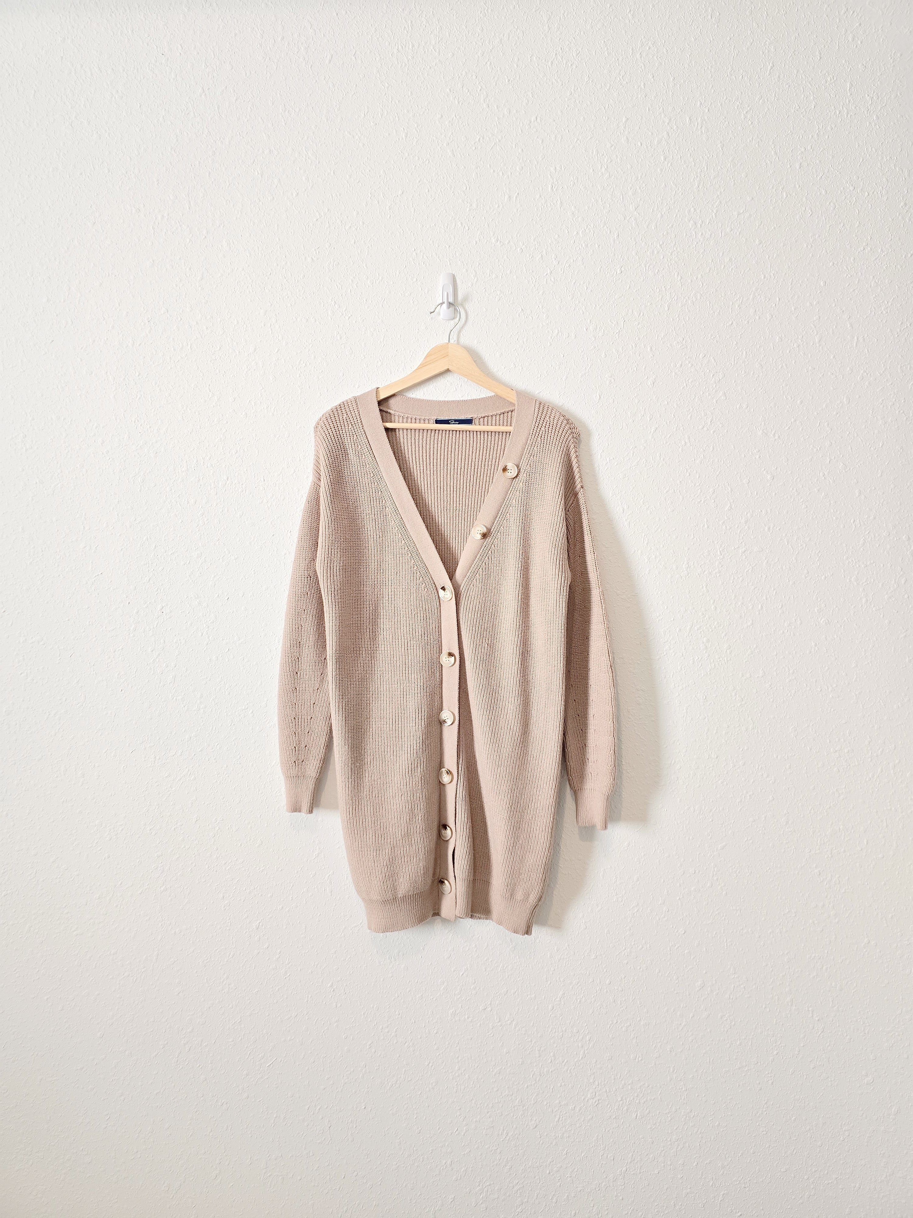 Ribbed Knit Long Cardigan (XS)