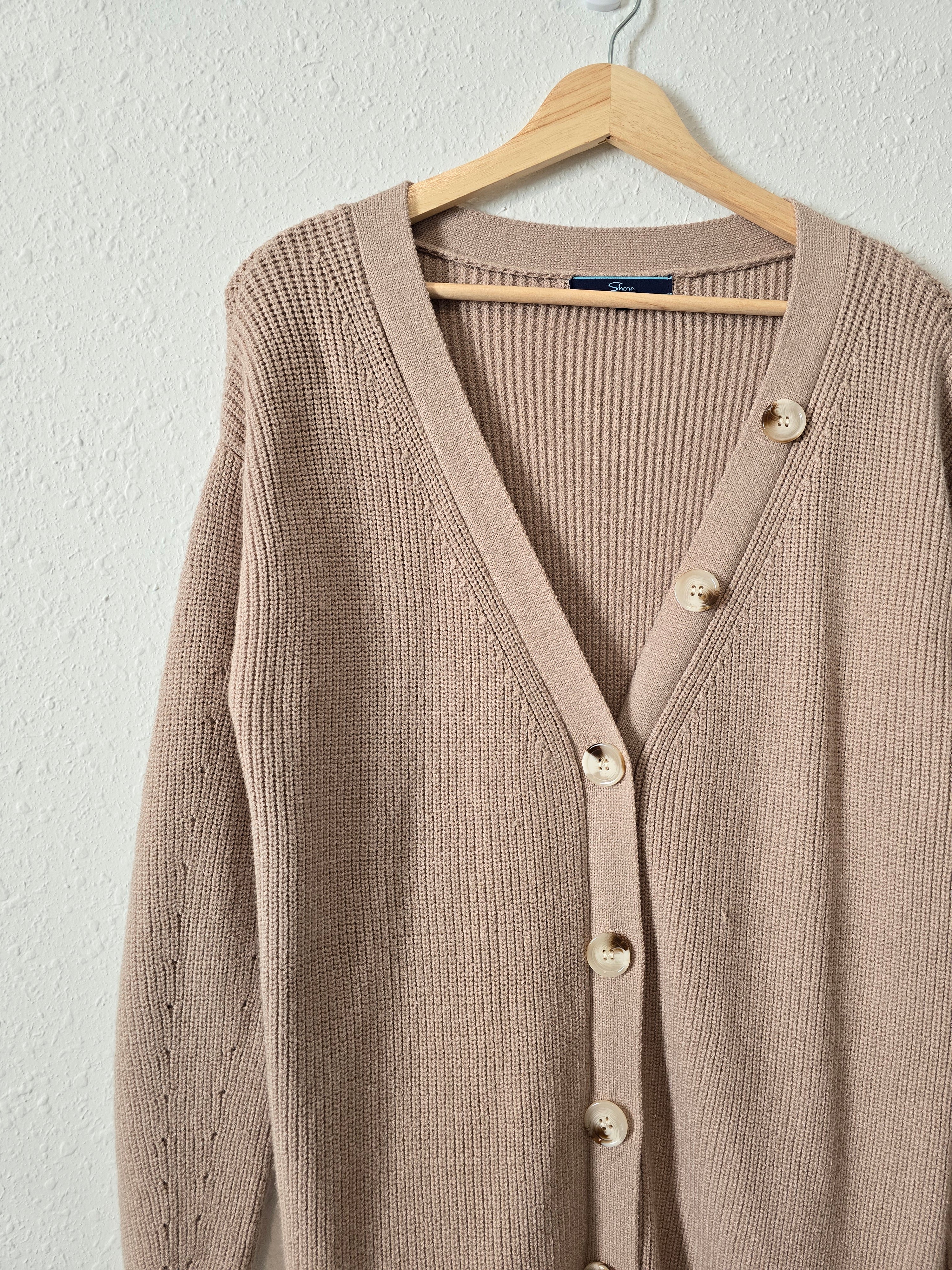 Ribbed Knit Long Cardigan (XS)