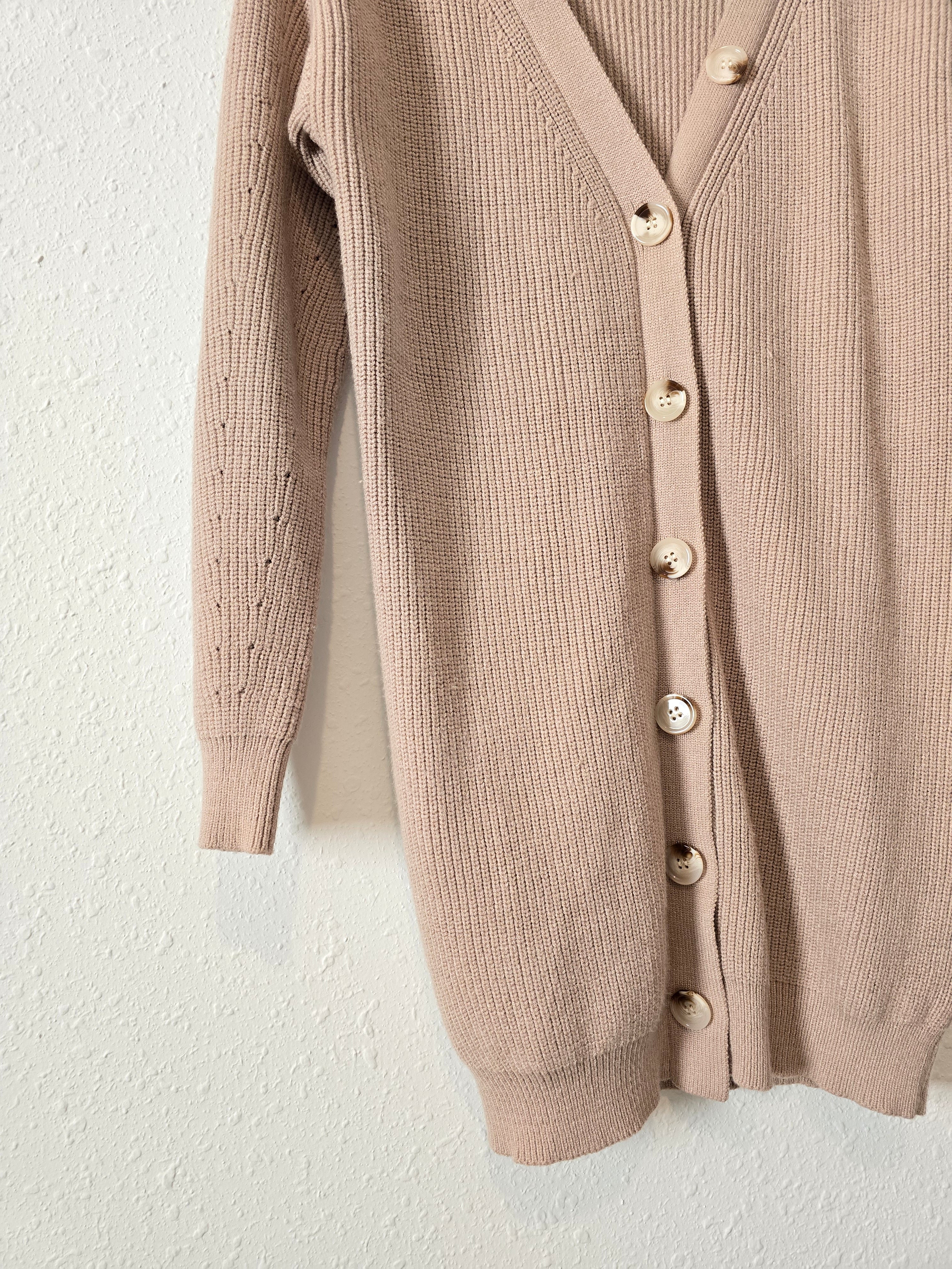 Ribbed Knit Long Cardigan (XS)