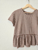 Madewell Brown Gingham Top (S)