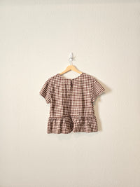 Madewell Brown Gingham Top (S)