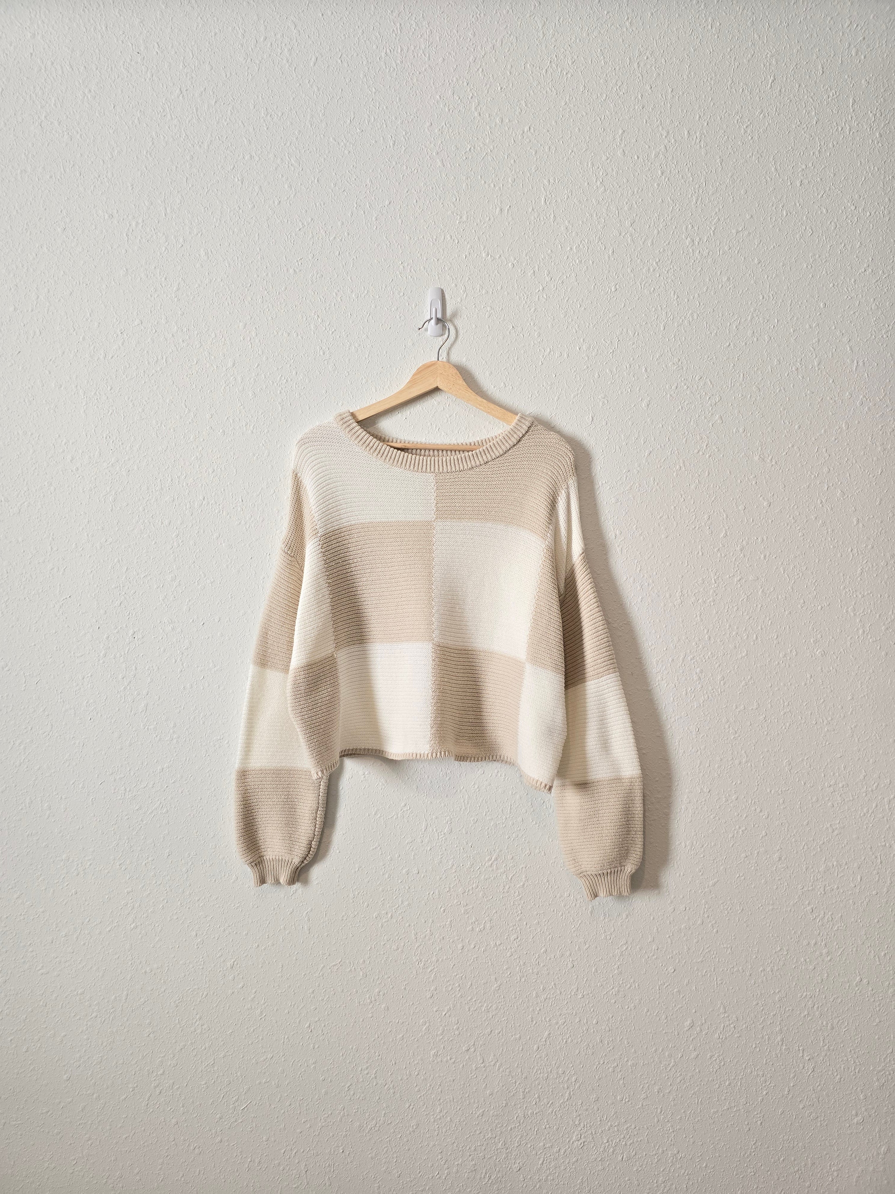 Neutral Checkered Sweater (L)