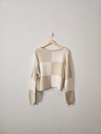 Neutral Checkered Sweater (L)