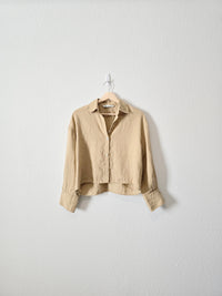 Zara Crop Linen Button Up (XS)