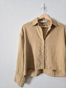 Zara Crop Linen Button Up (XS)