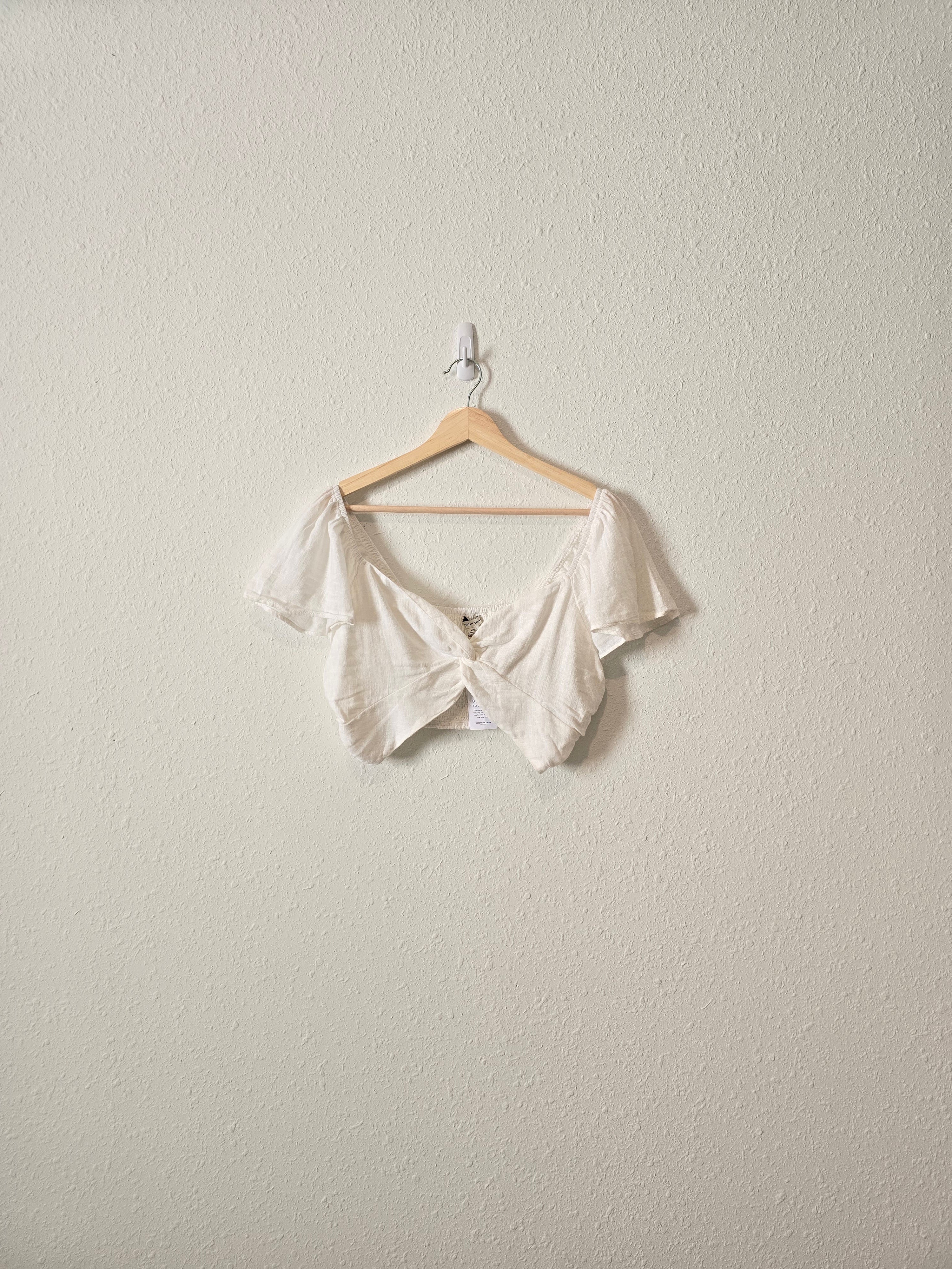 NEW White Smocked Crop Top (L)