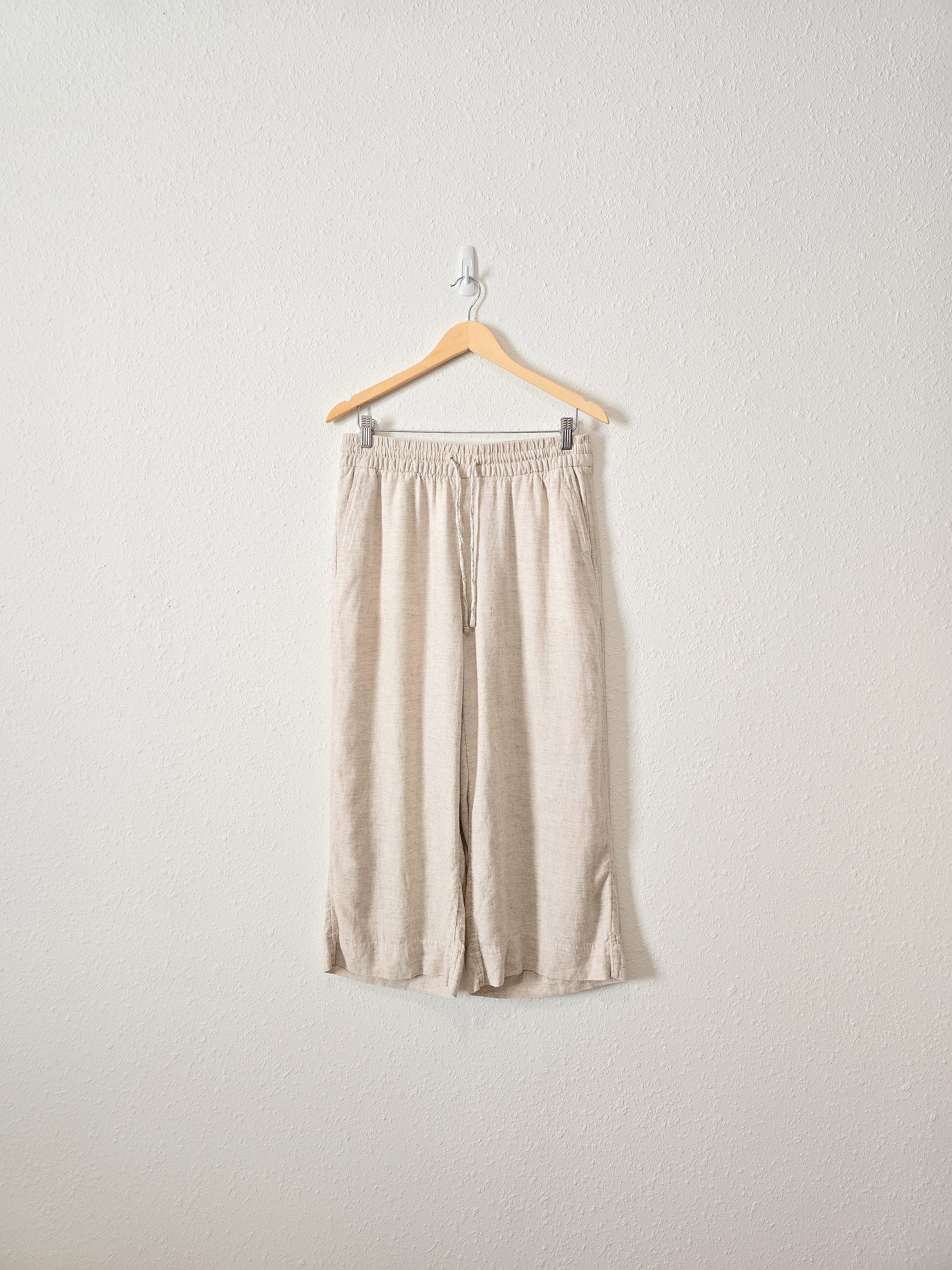 Wide Leg Linen Crop Pants (S)