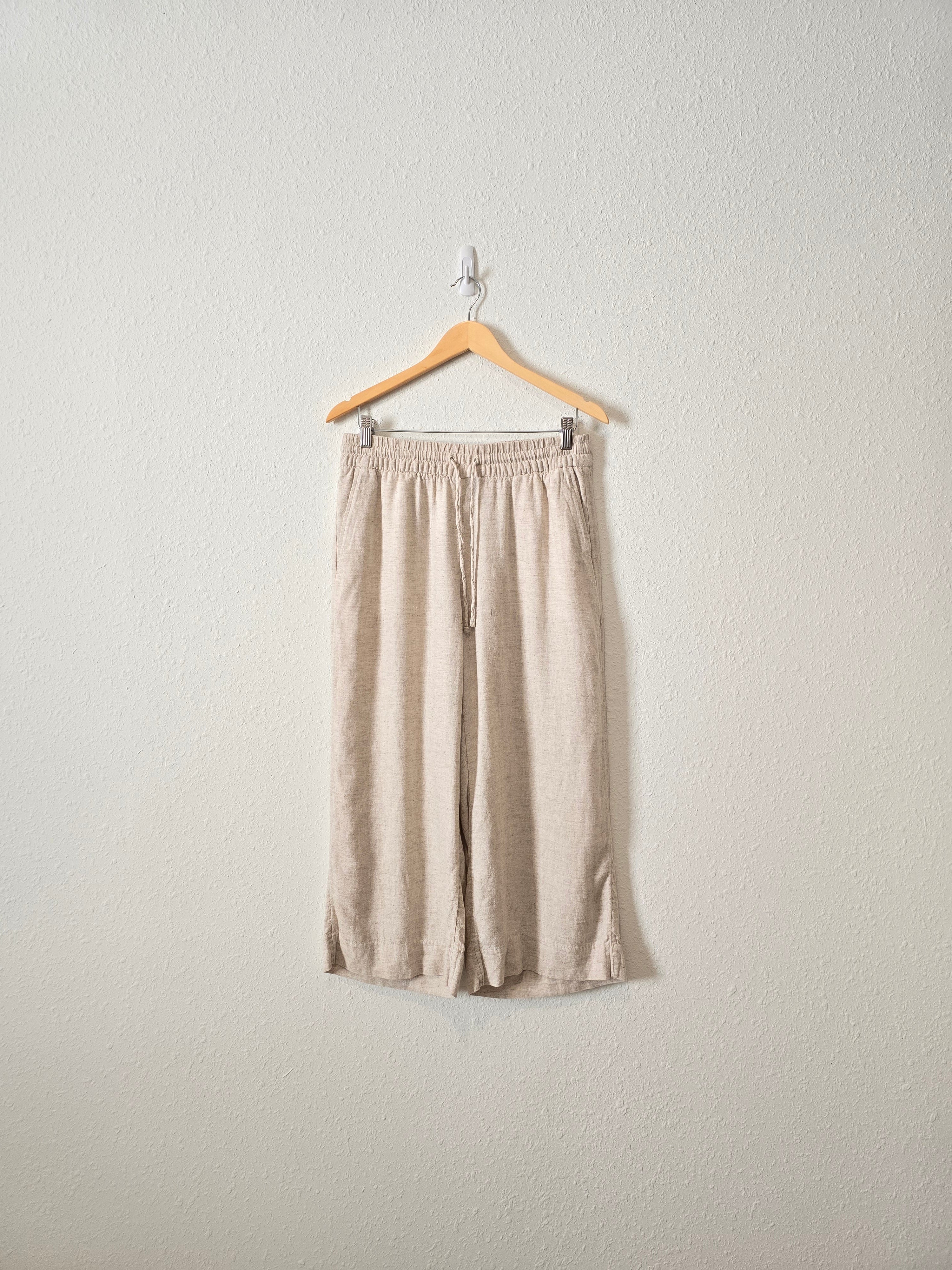 Wide Leg Linen Crop Pants (S)