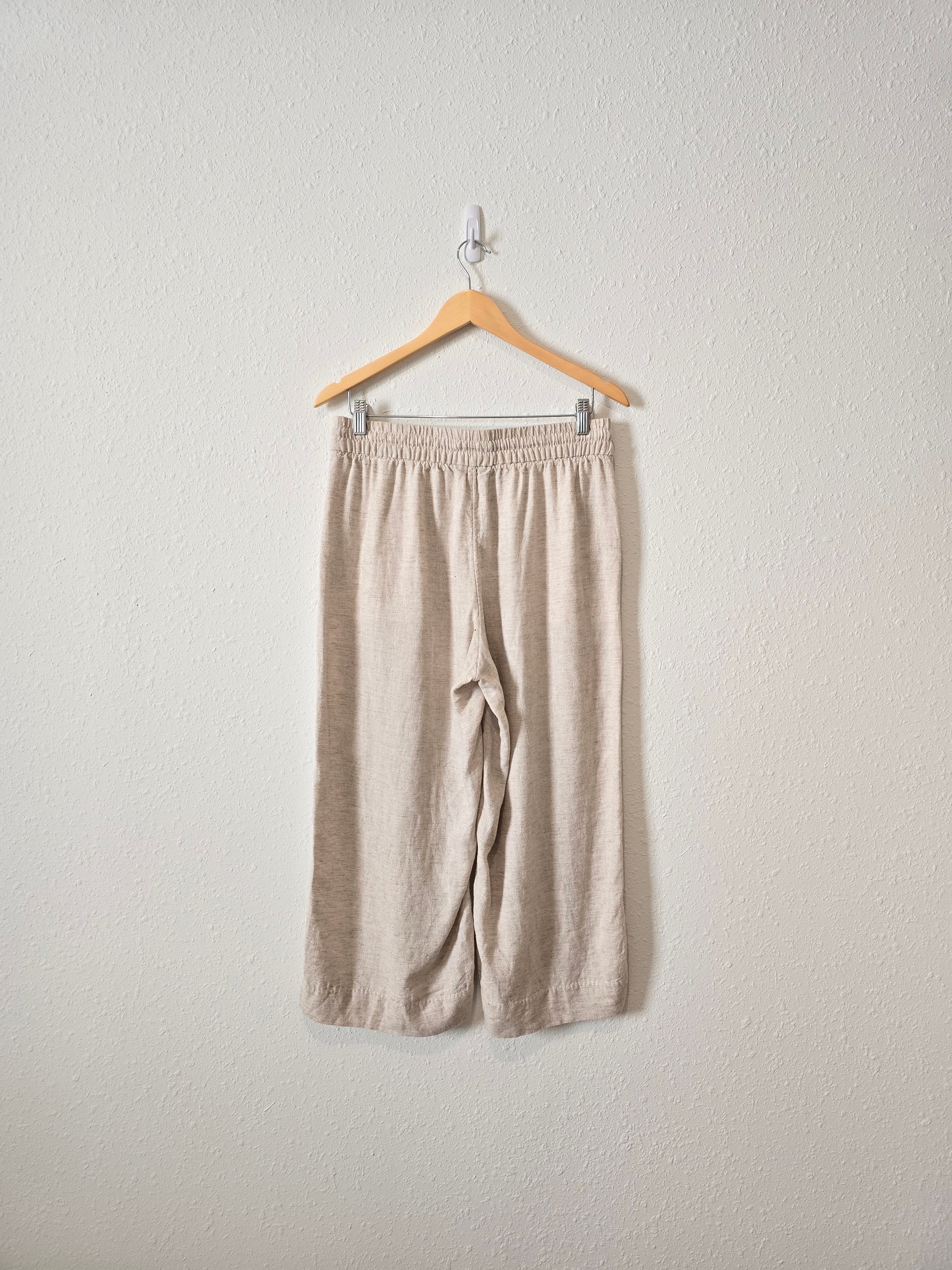 Wide Leg Linen Crop Pants (S)