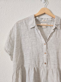 Striped Linen Babydoll Top (M)