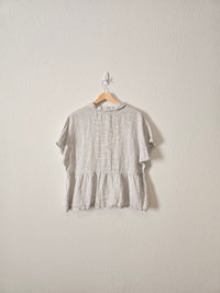 Striped Linen Babydoll Top (M)