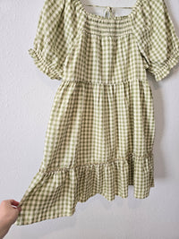 In Loom Green Gingham Dress (L)