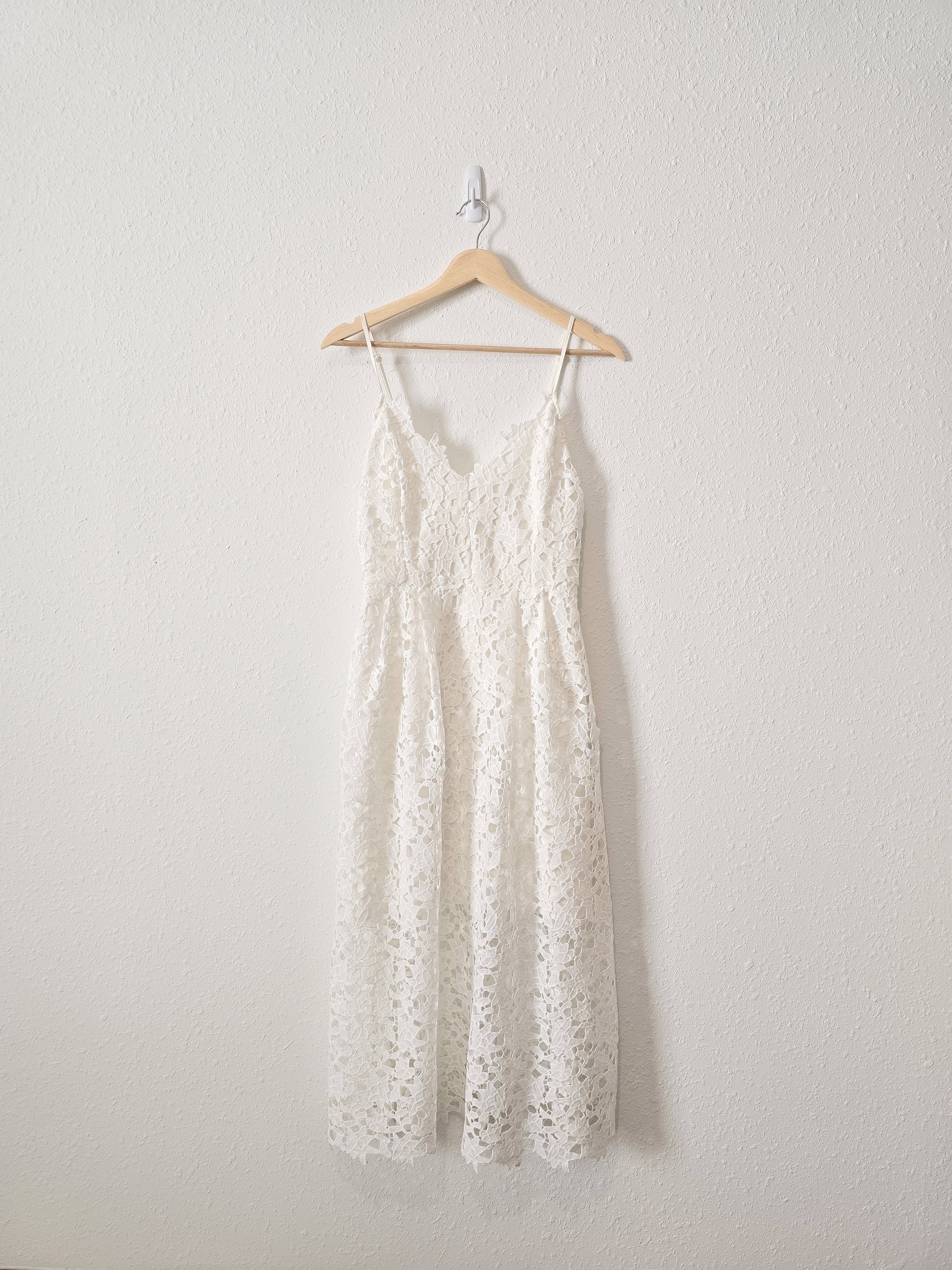 Astr White Crochet Midi Dress (M/L)