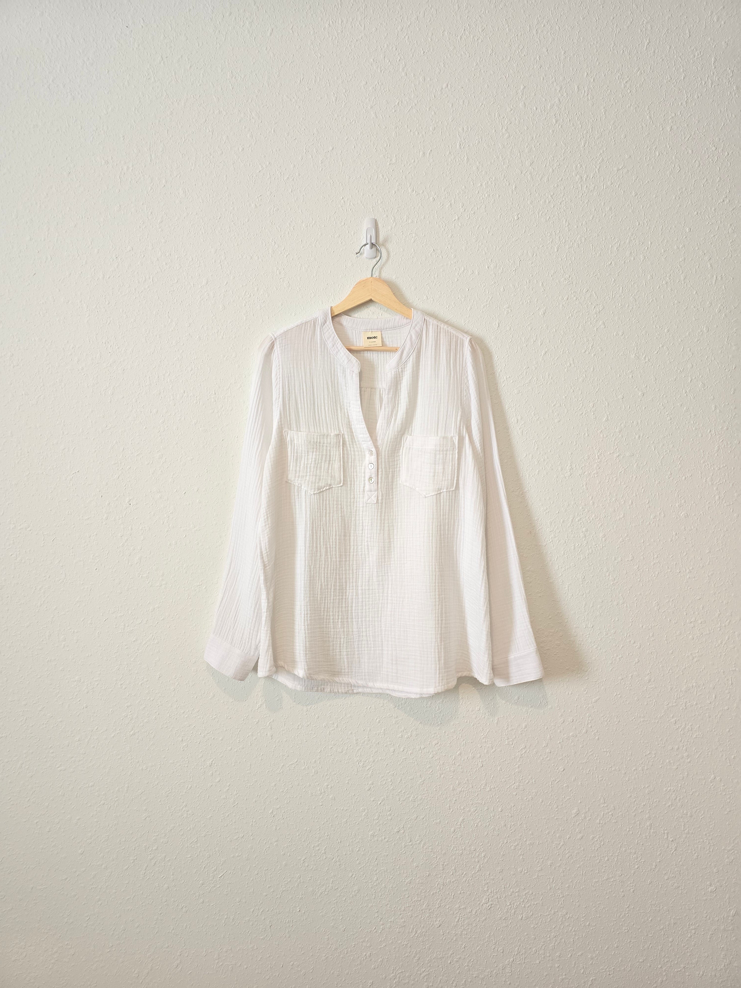 White Cotton Gauze Top (XL)