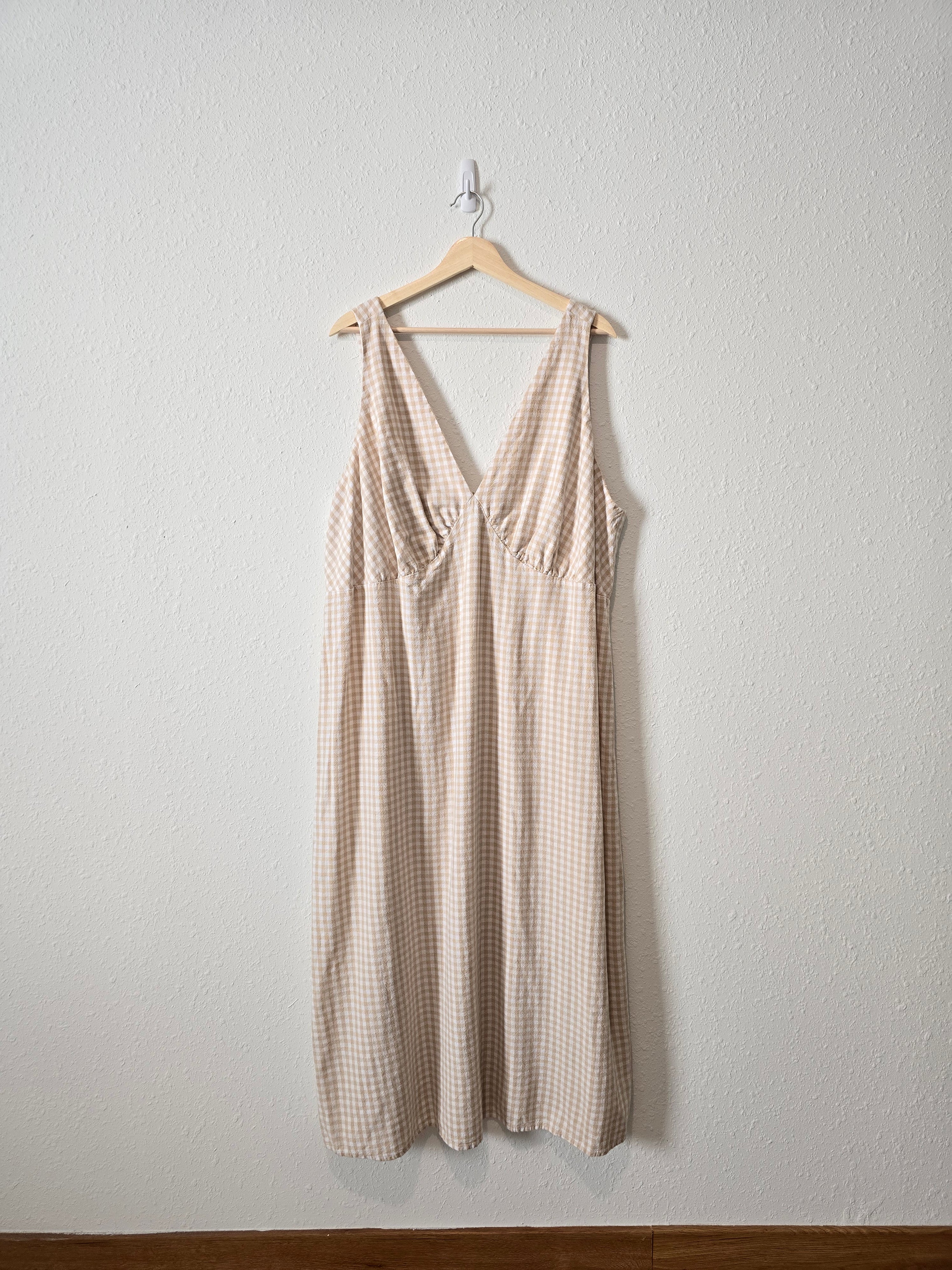 Gingham Linen Blend Midi Dress (3X)