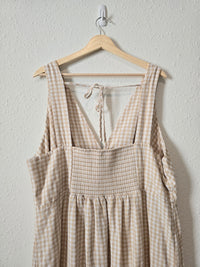 Gingham Linen Blend Midi Dress (3X)