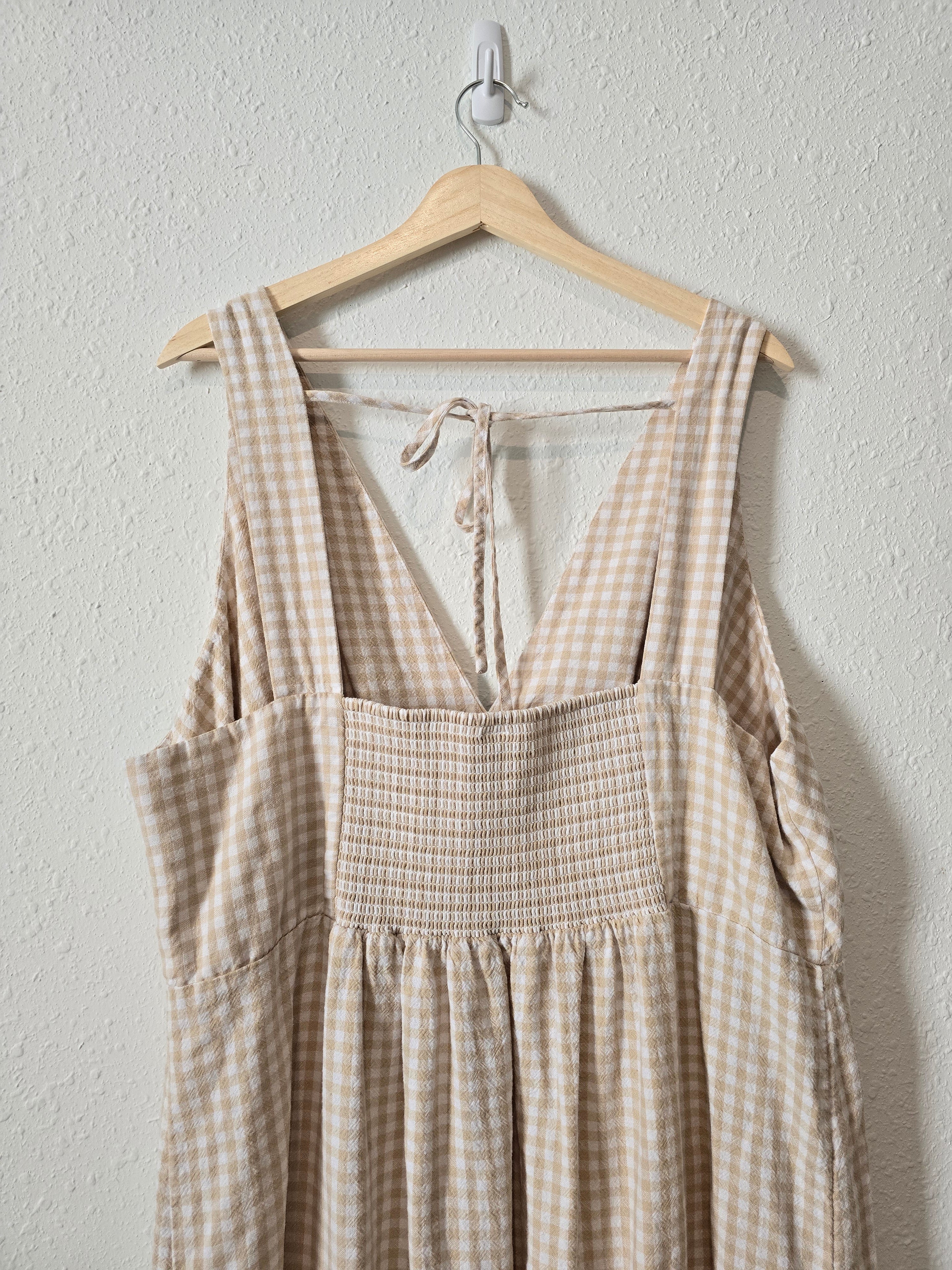 Gingham Linen Blend Midi Dress (3X)