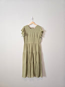 Green Smocked Midi Dress (1X)