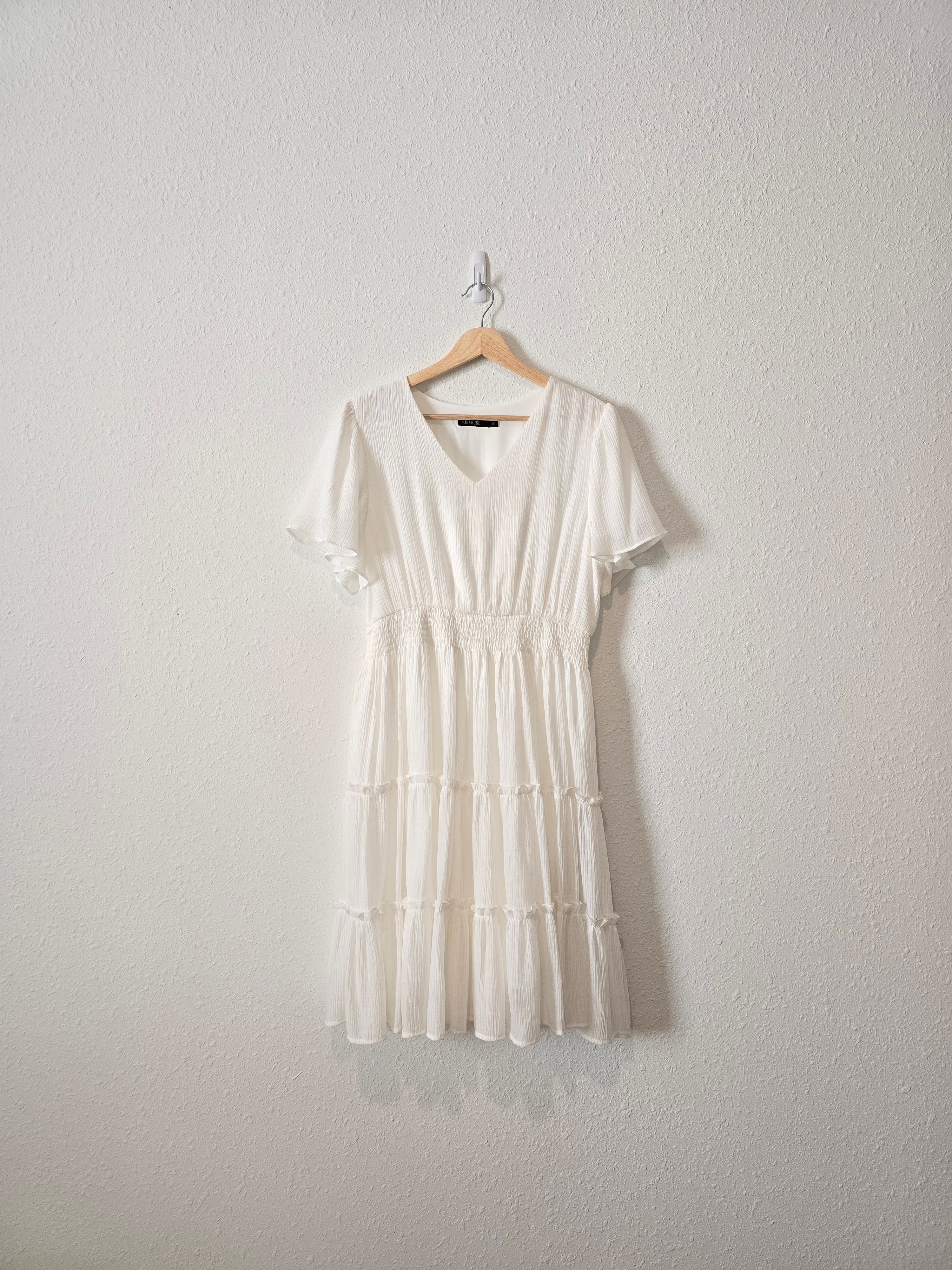 Mikarose White Ruffle Dress (M)