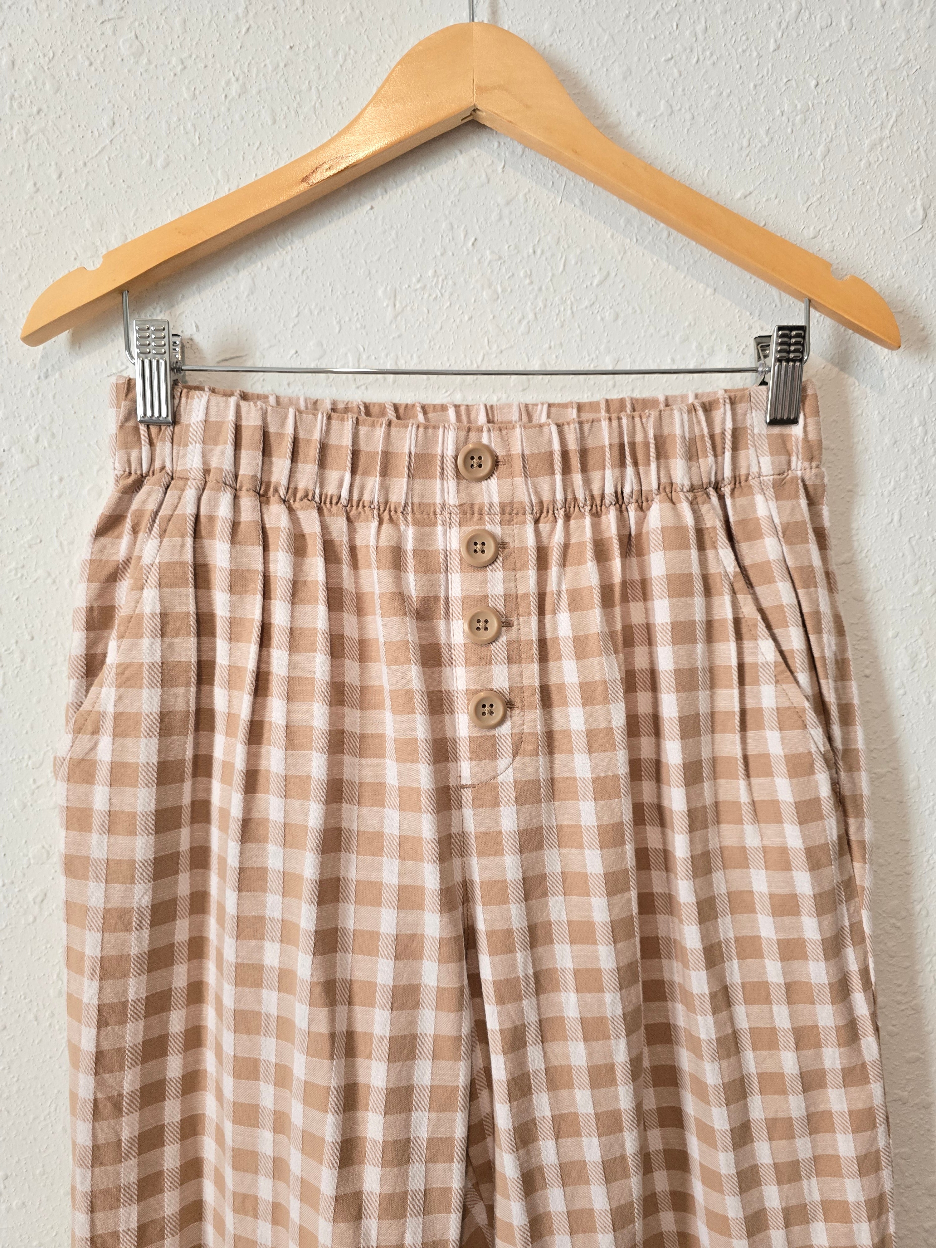 Loft Gingham Easy Pants (S)